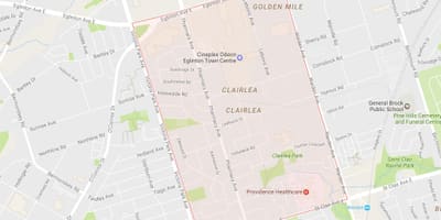 Карта Clairlea квартал на Торонто