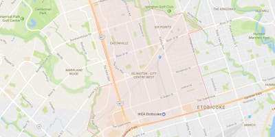 Карта Islington-сърцето на Западен район на Торонто