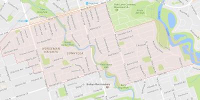 Карта Sunnylea района на квартал на Торонто