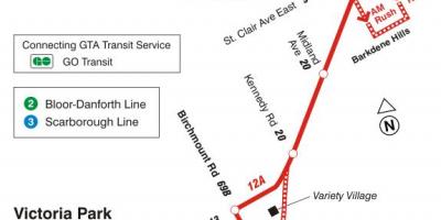 Карта на TTC 12 Kingston-та автобусна линия Торонто