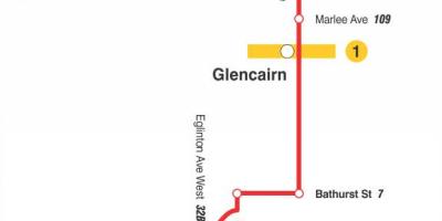 Карта на TTC 14 Гленкейн автобусна линия Торонто
