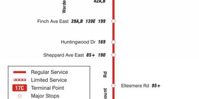 Карта ТТС 17 Birchmount автобусна линия Торонто