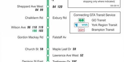 Карта на TTC 195 ракета Джейн автобусна линия Торонто