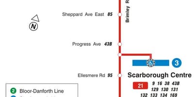 Карта на TTC 21 Бримли автобусна линия Торонто