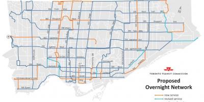 Карта на TTC на нощ мрежа Торонто