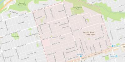Карта Вудбайн височина квартал на Торонто