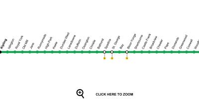 Карта на Торонто на 2 линия на метрото Bloor-Danforth