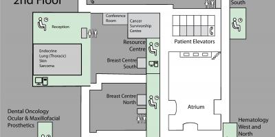 Карта на Принцеса Маргарет онкологичен Център 2-ри етаж Торонто 