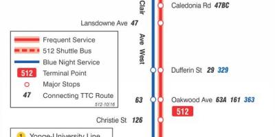 Карта на линиите на трамваите Сейнт Клер 512