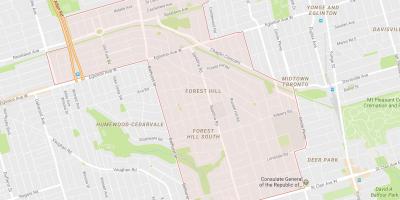 Карта на Форест Хил квартал на Торонто