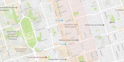 Карта на Църква и Уелсли квартал на Торонто